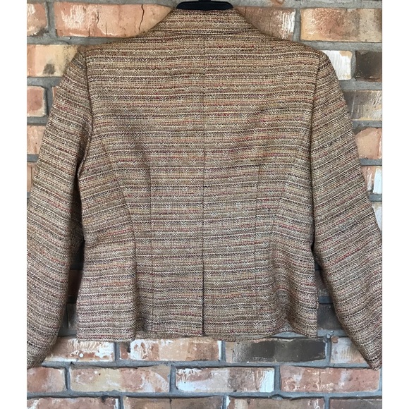 Anne Klein Women’s Petite Gold Multicolored Tweed Button Down Blazer Size 14P - Picture 3 of 8